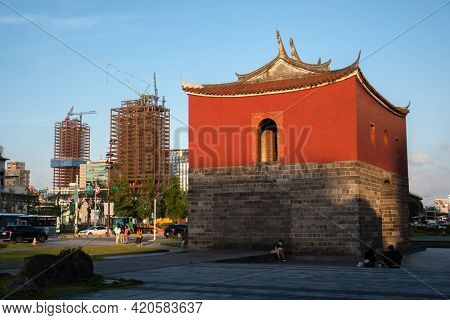 Taipei, Taiwan - Oct 1st, 2020:  famous attraction - The North Gate(Beimen) in Taipei, Taiwan