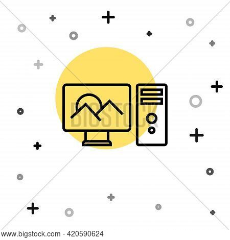 Black Line Photo Retouching Icon Isolated On White Background. Photographer, Photography, Retouch Ic