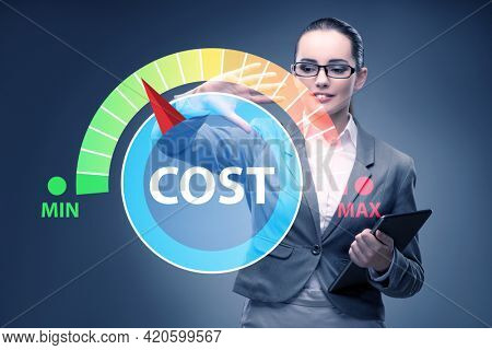 Businesswoman in cost management concept