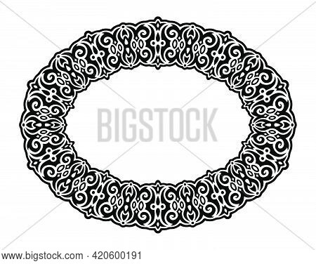 Beautiful Monochroe Vector Illustration With Isolated Abstract Black Vintage Frame And White Copy Sp