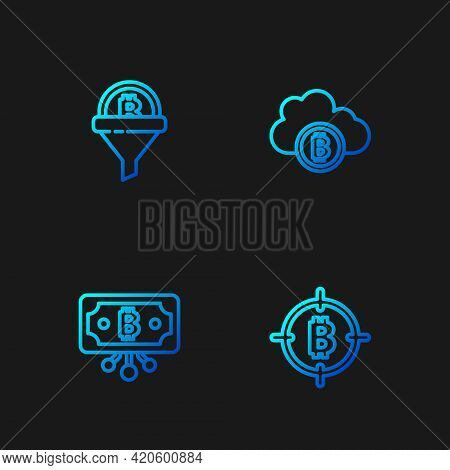 Set Line Bitcoin In The Target, With Circuit, Sales Funnel Bitcoin And Cryptocurrency Cloud Mining. 