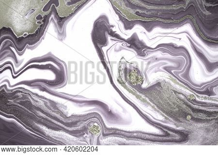 Beige And White Marble Texture. Liqued Ink Background.