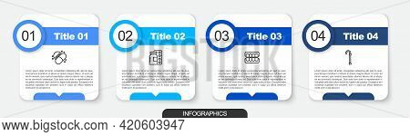 Set Line Medicine Pill Or Tablet, Pills Blister Pack, False Jaw And Walking Stick Cane. Business Inf