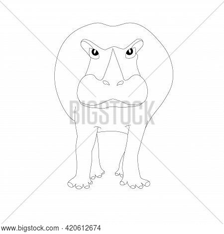 Cartoons Hippo Monochome Scetch Art Flat Design Element Stock Vector Illustration For Web, For Print