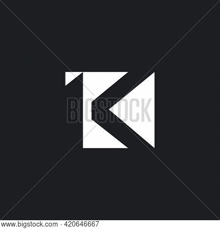 Letter Lk Abstract Geometric Negative Space Square Logo Vector