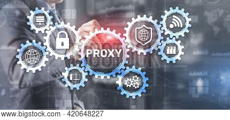 Proxy. Network Administrator Access The Proxy Server. Technology Concept