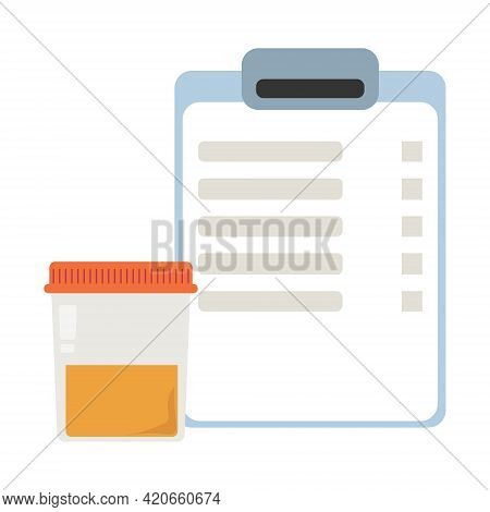 Analysis Of Urine, Urine Test Results And Container With Biological Material Vector Illustration