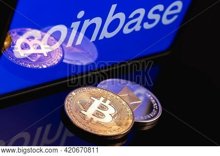 Kazan, Russia - May 16, 2021: Coinbase, Is An American Company That Operates A Cryptocurrency Exchan