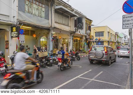 Phuket,thailand - July 13,2018 : Street View Of Old Building In Old Town District Of Phuket,thailand