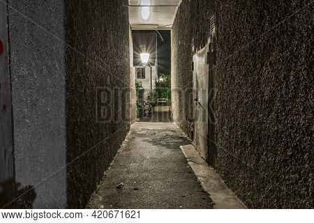 Luebeck, Schleswig-holstein, Germany, August 17, 2016, Qualmanns Corridor In The Engelsgrube In Lueb