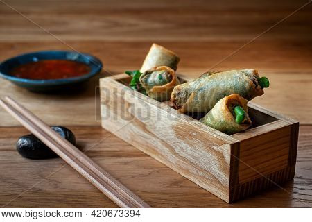 Vietnamese Spring Rolls With Sweet Sauce. Deep Fried Chinese Spring Rolls Spring Rolls With Sweet Ch