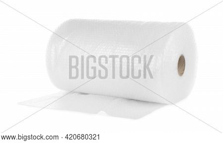Transparent Bubble Wrap Roll Isolated On White