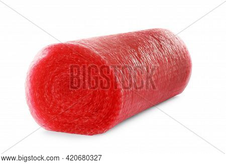 Red Bubble Wrap Roll Isolated On White