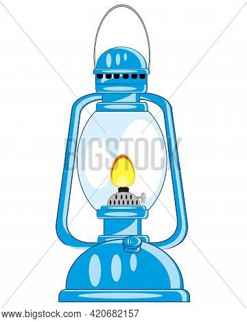 Kerosine Lamp On White Background Is Insulated