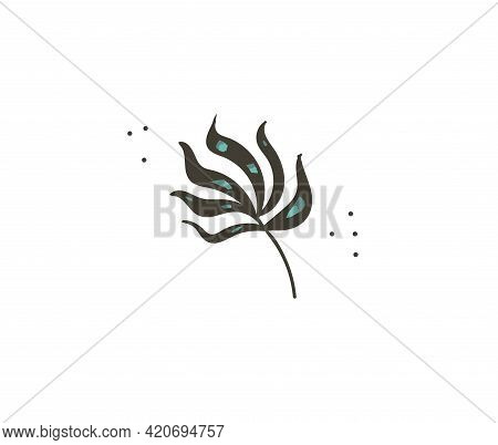 Hand Drawn Vector Stock Abstract Flat Cartoon Graphic Illustration With Tropical Summer Ocean Underw