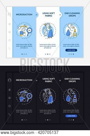 Ear Cleaning Methods Onboarding Vector Template. Responsive Mobile Website With Icons. Web Page Walk