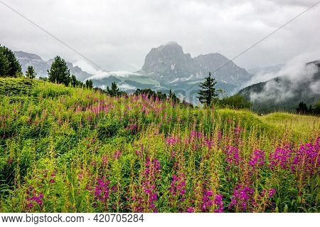 Trail From Col Raiser To Seceda In Dolomites Mountains Of Northern Italy