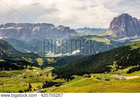 Trail From Col Raiser To Seceda In Dolomites Mountains Of Northern Italy