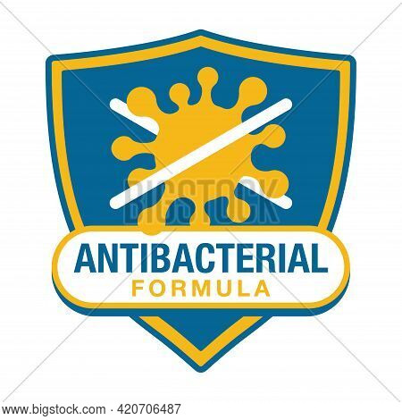 Antiviral Antibacterial Formula Icon - Shield Against Coronavirus. Stop Sign, Health Protection, Han