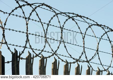 Razorwire Fencing Around A High Security Enclosure