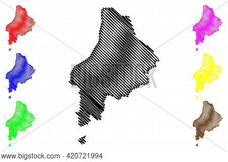 Caue District (democratic Republic Of Sao Tome And Principe, Saint Thomas And Prince) Map Vector Ill