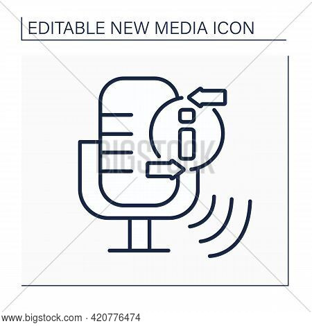 Podcast Line Icon.episodic Series Of Spoken Word, Digital Audio Files. Audio Discussion Recording.in