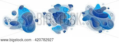 Fluids Blue Liquid Shapes In Motion Vector Abstract Graphic Design Elements Set, Dynamic Modern Art 