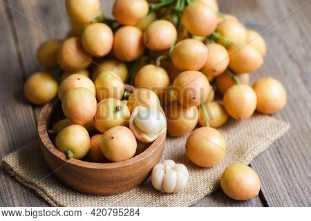 Rambi Harvest From Tree At The Garden Summer Tropical Fruit In Thailand, Ripe Fresh Rambeh Fruit