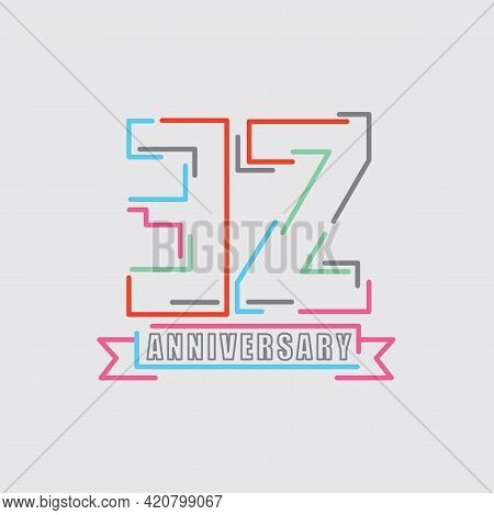 32th Years Anniversary Logo Birthday Celebration Abstract Design Vector Illustration. Eps 10