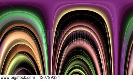Colorful Metal Abstract Striped Arch Pattern.  Abstract Glowing Shapes. Fantasy Rose And Violet Frac