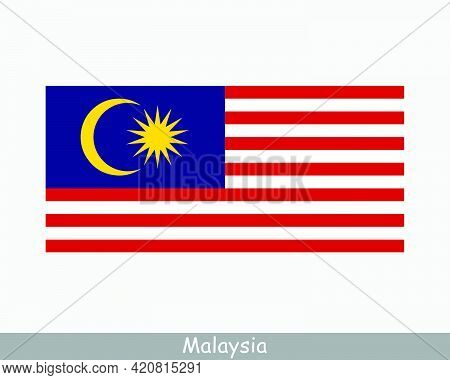 National Flag Of Malaysia. Malaysian Country Flag Detailed Banner. Eps Vector Illustration Cut File