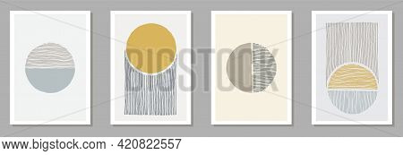 Painted Modern Posters Vector Set. Watercolor Spots Backgrounds.