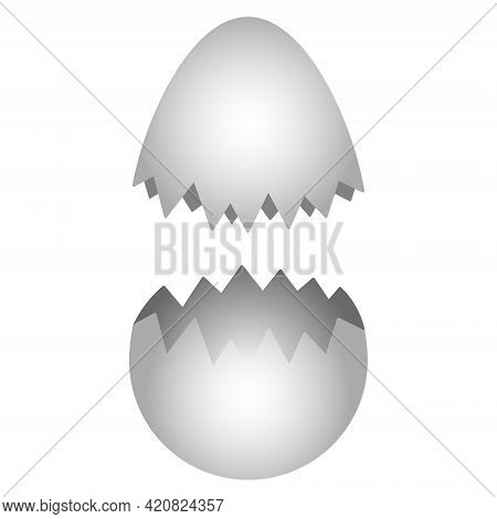 Cracked Eggshell. Two Shells From A Chicken Egg. Colored Vector Illustration. Eggshell Shards. Zigza