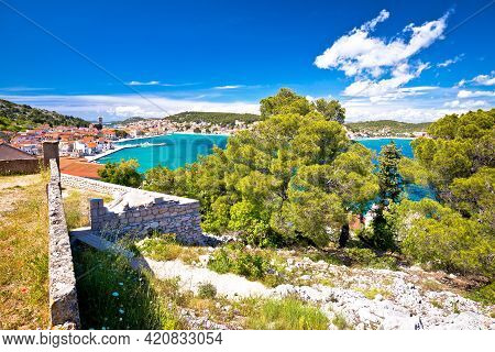 Coastal Town Of Tisno Waterfront View, Bridge To Island Of Murter, Dalmatia, Croatia