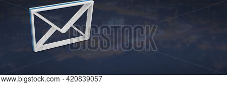 3d letter with blue outline in an envelop against blue backgroundc oncept. digitally generated image