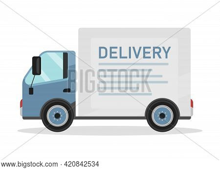 Delivery Vehicle Flat Color Vector Object. Truck With Cargo Space. Delivery Van. Goods And Services 
