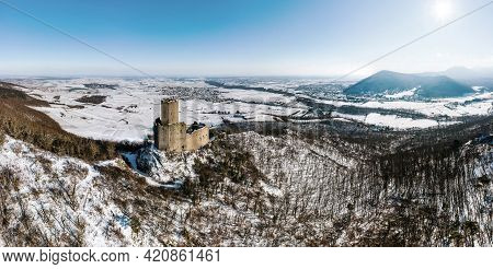 Panoramic View Of The Ortenburg Castle In The Vosges.