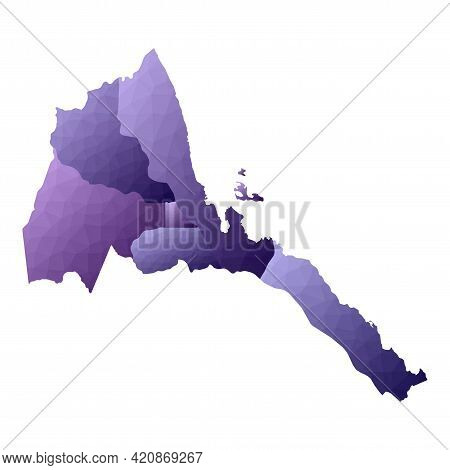 Eritrea Map. Geometric Style Country Outline. Great Violet Vector Illustration.