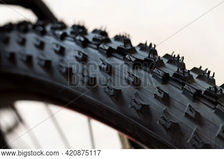 Tubeless Tyre Of Modern New Mtb Race Mountain Bike Close-up