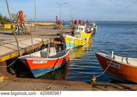 Krynica Morska, Poland - May 15, 2021: Fishing Port Of Krynica Morska Situated On Vistula Spit Betwe