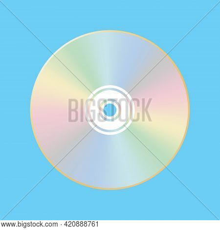 Cd, Dvd Laser Disk. Retro Technologies. Isolated Blue Background. Vector Illustration.