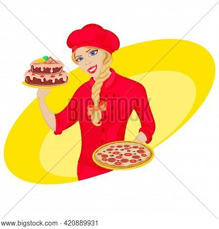 The Chef Offers You An Abundance Of Dishes That Will Impress You, Vector Isolated Illustration