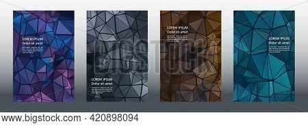 Triangles Mosaic Geometric Cover Page Layouts Vector Collection.