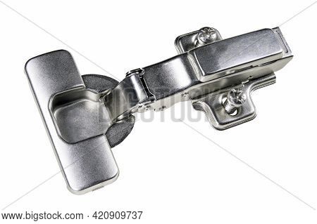 Modern Metal Hinge For The Kitchen Door. Accessories For Assembling Kitchen Furniture.