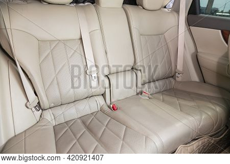 Novosibirsk, Russia - May 16, 2021: Infiniti Qx, Leather Interior Design, Car Passenger  With Seats 