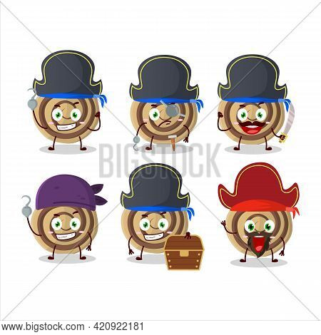 Cartoon Character Of Cookies Spiral With Various Pirates Emoticons