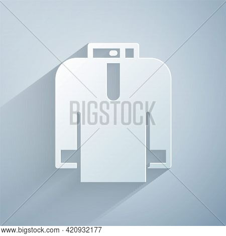 Paper Cut Shirt Kurta Icon Isolated On Grey Background. Paper Art Style. Vector