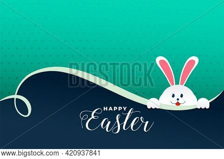 Cute Rabbit Peeping Out Easter Day Background