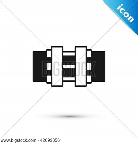 Grey Industry Metallic Pipes And Valve Icon Isolated On White Background. Vector