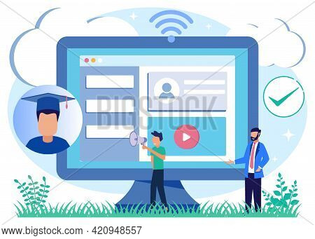 Modern Style Vector Illustration. Edtech Educational Technology For Online Digital Studies. Developm
